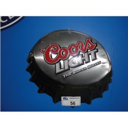 COORS LIGHT THE SILVER BULLET TIN BOTTLE CAP ADVERTISEMENT SIGN