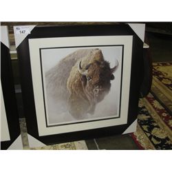 FRAMED ROBERT BATEMAN PRINT  GREAT PLAINS BUFFALO 