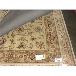 APPROX 6'X4' WOOL PILE AREA RUG - BEIGE AND BURGANDY WITH BEIGE BORDER