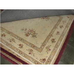 APPROX 8'X6' WOOL PILE AREA RUG - EARTH TONES FLORAL PATTERN