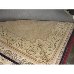 APPROX 8'X5' WOOL PILE AREA RUG - EARTH TONES FLORAL PATTERN