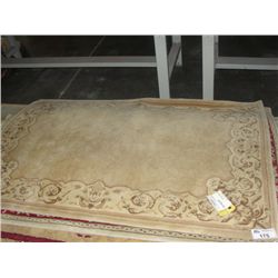 APPROX 6'X4' WOOL PILE AREA RUG - EARTH TONES FLORAL PATTERN