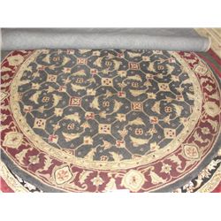 5' DIAMETER ROUND WOOL PILE AREA RUG - FLORAL PATTERN