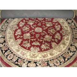 5' DIAMETER ROUND WOOL PILE AREA RUG - FLORAL PATTERN