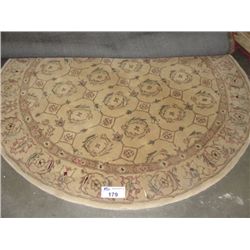5' DIAMETER ROUND WOOL PILE AREA RUG - FLORAL PATTERN