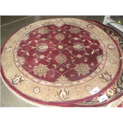 5' DIAMETER ROUND WOOL PILE AREA RUG - FLORAL PATTERN