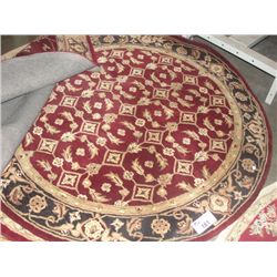 5' DIAMETER ROUND WOOL PILE AREA RUG - FLORAL PATTERN