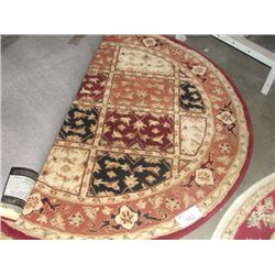 5' DIAMETER ROUND WOOL PILE AREA RUG - FLORAL PATTERN