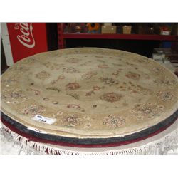 4' DIAMETER ROUND WOOL PILE AREA RUG - FLORAL PATTERN
