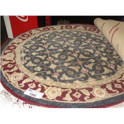 4' DIAMETER ROUND WOOL PILE AREA RUG - FLORAL PATTERN