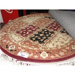 4' DIAMETER ROUND WOOL PILE AREA RUG - FLORAL PATTERN