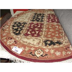 4' DIAMETER ROUND WOOL PILE AREA RUG - FLORAL PATTERN