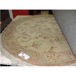 4' DIAMETER ROUND WOOL PILE AREA RUG - FLORAL PATTERN