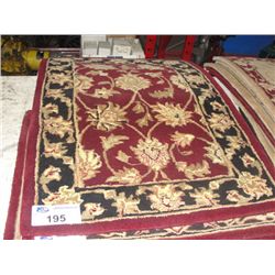 APPROX 3'X2' WOOL PILE FLORAL PATTERN THROW RUG