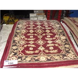 APPROX 3'X2' WOOL PILE FLORAL PATTERN THROW RUG