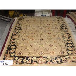 APPROX 3'X2' WOOL PILE FLORAL PATTERN THROW RUG