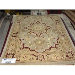 APPROX 3'X2' WOOL PILE FLORAL PATTERN THROW RUG