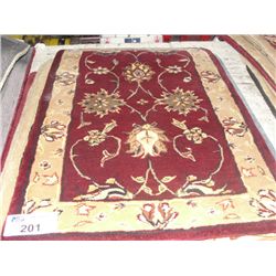 APPROX 3'X2' WOOL PILE FLORAL PATTERN THROW RUG