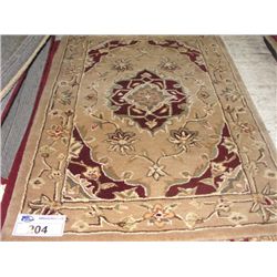 APPROX 3'X2' WOOL PILE FLORAL PATTERN THROW RUG