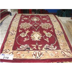 APPROX 3'X2' WOOL PILE FLORAL PATTERN THROW RUG