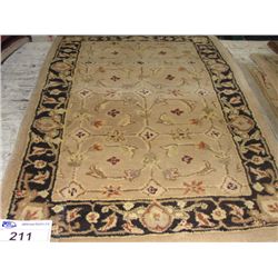 APPROX 3'X2' WOOL PILE FLORAL PATTERN THROW RUG