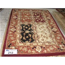 APPROX 3'X2' WOOL PILE FLORAL PATTERN THROW RUG