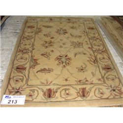 APPROX 3'X2' WOOL PILE FLORAL PATTERN THROW RUG