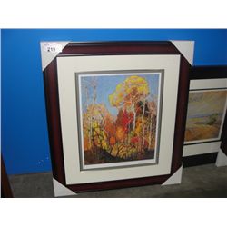 FRAMED LIMITED EDITION 128/1750 GROUP OF 7 PRINT TITLED "AUTUMN ORILLIA 1924" BY ARTIST F CARMICHAEL