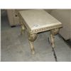 Image 1 : WHITE GRANITE TOP ELEGANT GUILD PAINTED SIDE TABLE WITH HORSE HOOF FEET