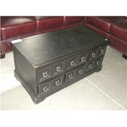 9 DRAWER DARK STAINED OAK COFFEE TABLE