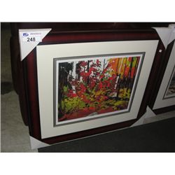 FRAMED LIMITED EDITION 156/8700 GROUP OF SEVEN PRINT TITLED "RED SUMACK" BY ARTIST TOM THOMPSON