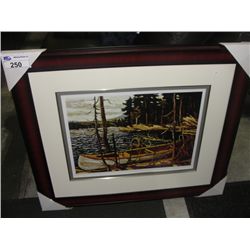 FRAMED LIMITED EDITION 1410/1750 GROUP OF SEVEN PRINT TITLED "THE CANOE 1912" BY ARTISTTOM THOMPSON