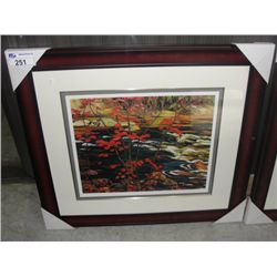 FRAMED LIMITED EDITION 231/1750 GROUP OF SEVEN PRINT TITLED  RED MAPLE  BY ARTIST A.Y. JACKSON