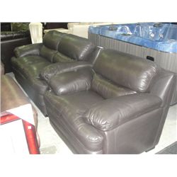 2PC CHARCOAL GREY LEATHER LOVESEAT AND CHAIR SET