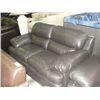 Image 2 : 2PC CHARCOAL GREY LEATHER LOVESEAT AND CHAIR SET