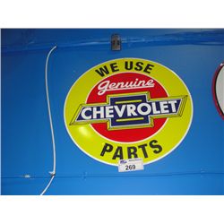 NOSTALGIC GENUINE CHEVROLET WE USE PARTS TIN ADVERTISEMENT SIGN