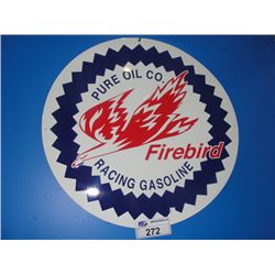 NOSTALGIC FIREBIRD PURE OIL COMPANY RACING GASOLINE TIN ADVERTISEMENT SIGN