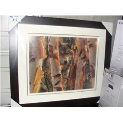 FRAMED WOLF PRINT BY ARTIST COLIN BOGLE