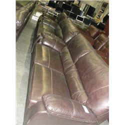 3PC BROWN LEATHER SOFA SET; SOFA, LOVESEAT AND CHAIR