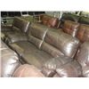 Image 2 : 3PC BROWN LEATHER SOFA SET; SOFA, LOVESEAT AND CHAIR