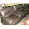 Image 2 : 3PC BROWN LEATHER SOFA SET; SOFA, LOVESEAT AND CHAIR