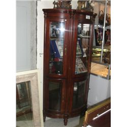 MAHOGANY CURVED GLASS FRONT CHINA CABINET