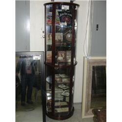 MAHOGANY CURVED GLASS FRONT CURIO CABINET