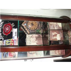 LARGE LOT OF ASSORTED WHYMISCAL PLAQUES, CLOCK, TIN SIGNS, LICENSE PLATE ETC