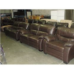 3PC BROWN LEATHER SOFA SET; SOFA, LOVESEAT AND CHAIR