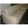 Image 1 : 3PC CREAM COLOURED UPHOLSTERED SOFA SET; SOFA, AND 2 ARM CHAIRS