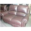 Image 2 : 2PC MAROON LEATHER RECLINING SOFA SET; SOFA AND LOVESEAT