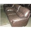 Image 2 : 2PC BROWN LEATHER SOFA SET; SOFA AND LOVESEAT