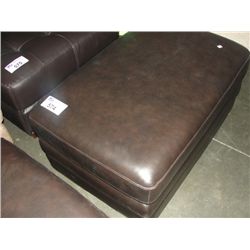 BROWN LEATHER FOOTSTOOL OTTOMAN