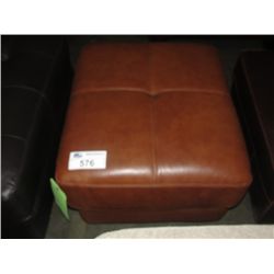 TAN LEATHER FOOTSTOOL OTTOMAN